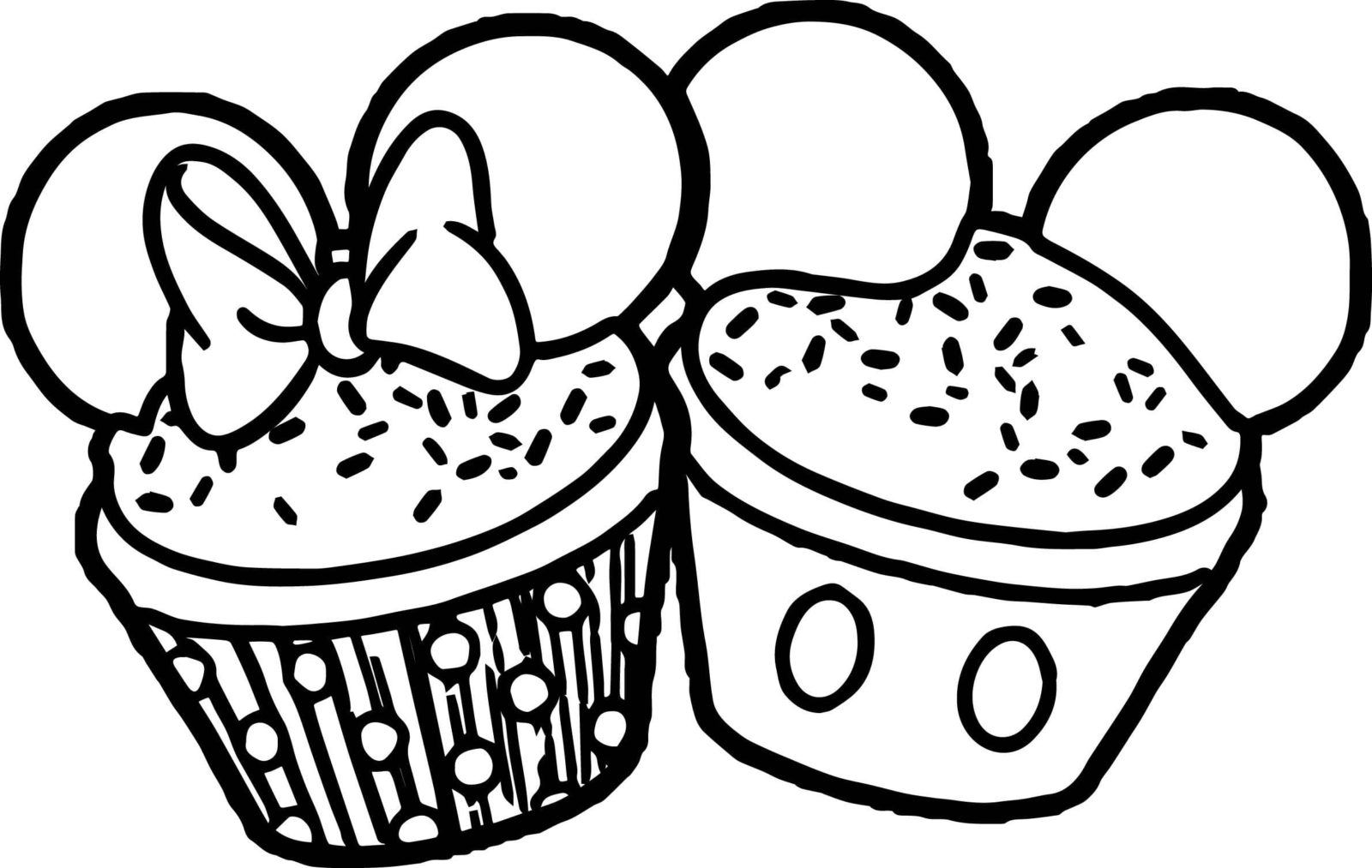 Online coloring book: Coloring book two cupcakes with ears